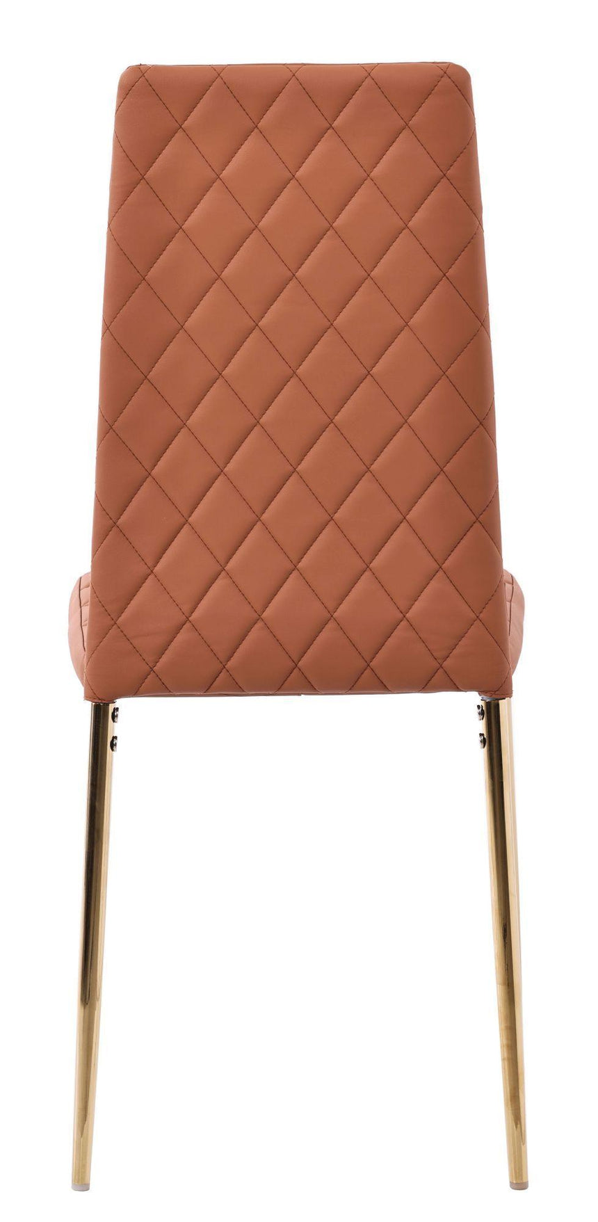 Clearance - Metro Dining Chairs in Burnt Orange Colour Leather and Gold Metal Legs-6