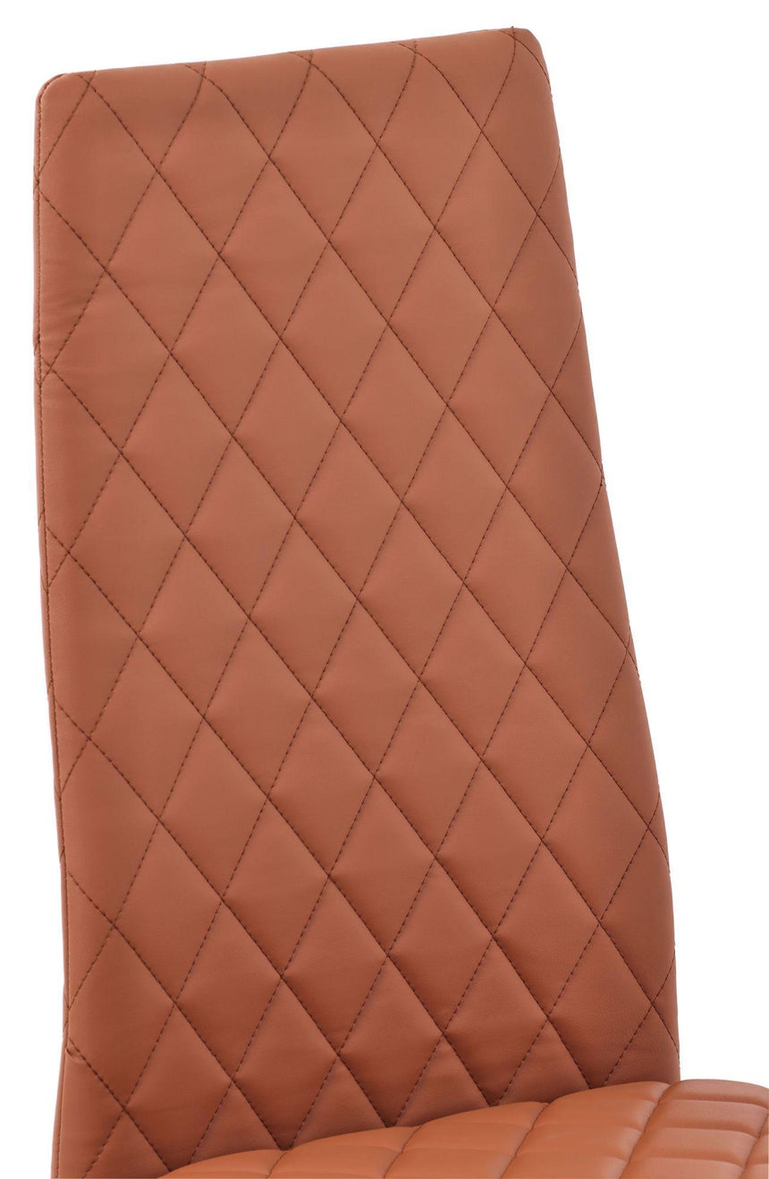 Clearance - Metro Dining Chairs in Burnt Orange Colour Leather and Gold Metal Legs-12