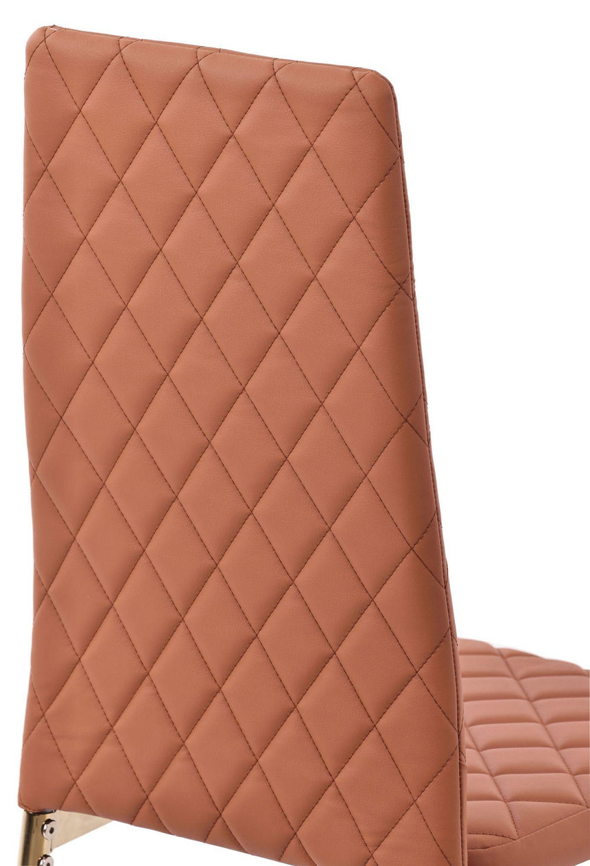 Clearance - Metro Dining Chairs in Burnt Orange Colour Leather and Gold Metal Legs-13