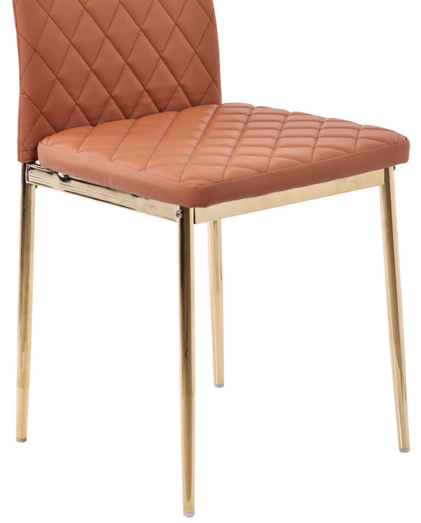 Clearance - Metro Dining Chairs in Burnt Orange Colour Leather and Gold Metal Legs-10
