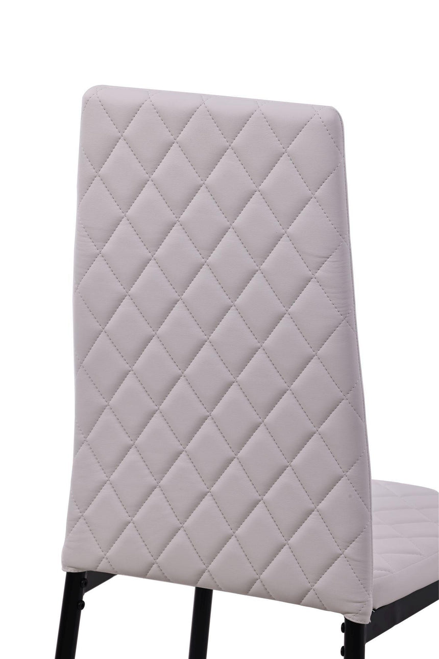 Clearance - Metro Dining Chairs in White Colour Leather and Black Metal Legs-8