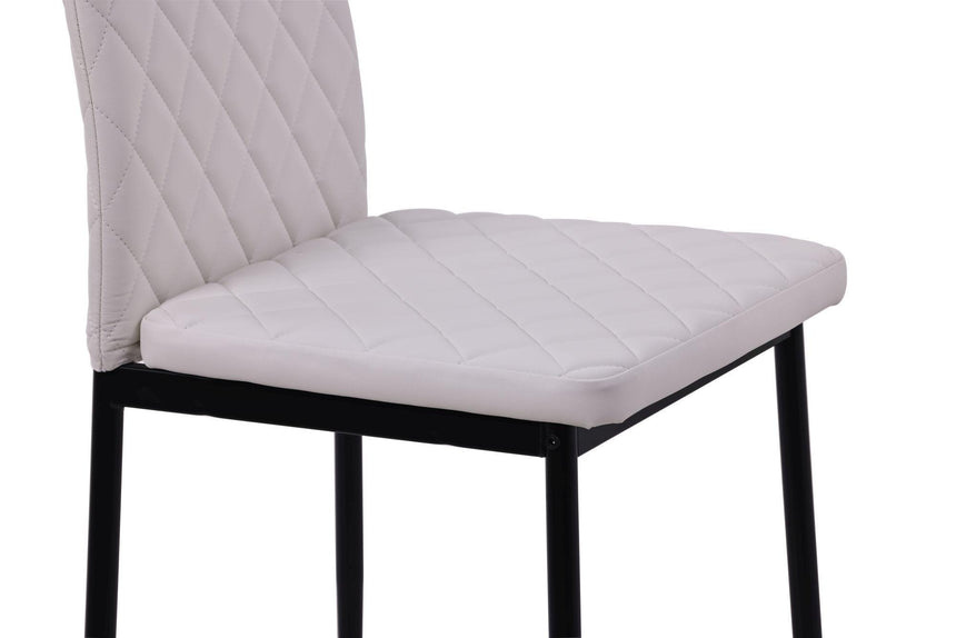 Clearance - Metro Dining Chairs in White Colour Leather and Black Metal Legs-12