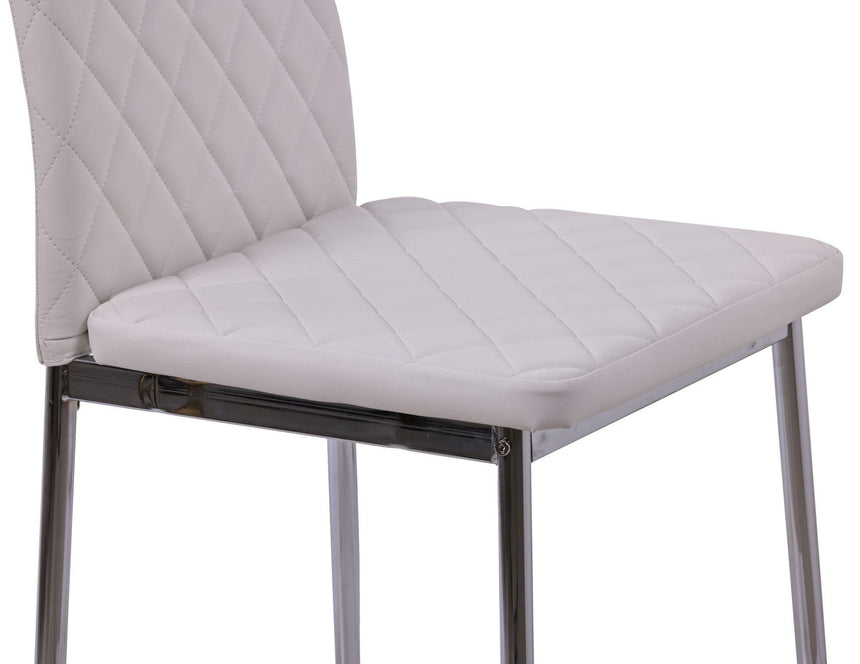 Clearance - Metro Dining Chairs in White Colour Leather and Chrome Metal Legs-9