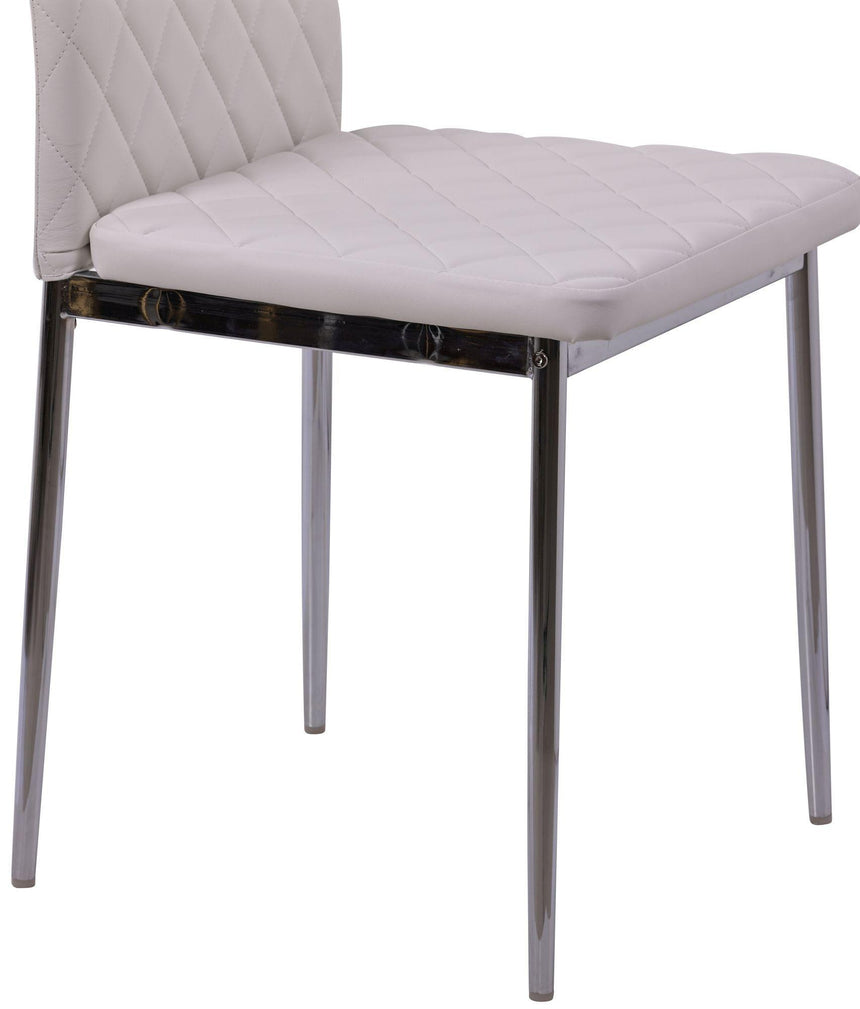 Clearance - Metro Dining Chairs in White Colour Leather and Chrome Metal Legs-12
