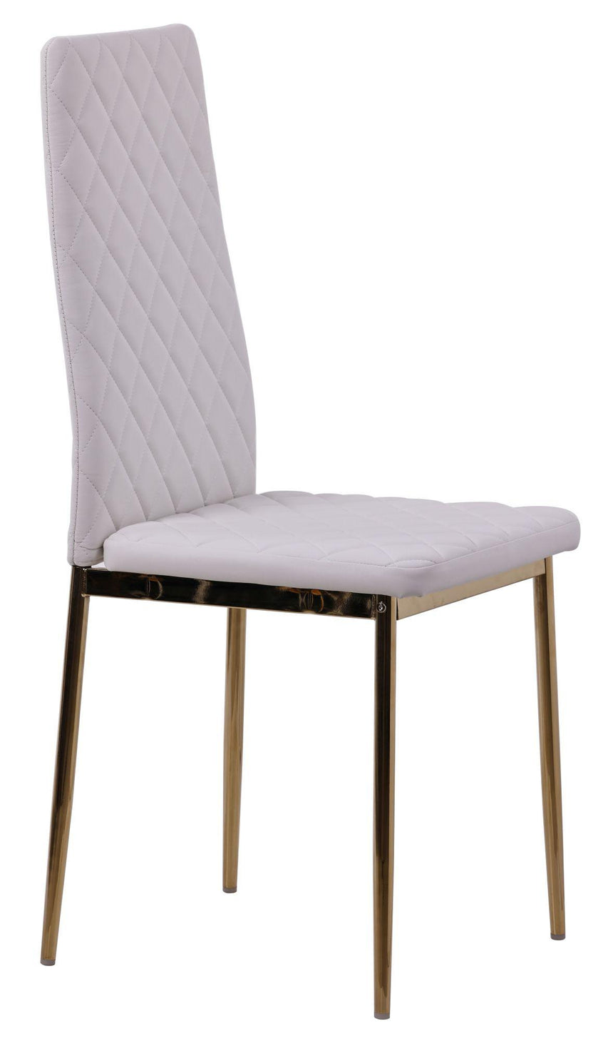 Clearance - Metro Dining Chairs in White Colour Leather and Gold Metal Legs-6