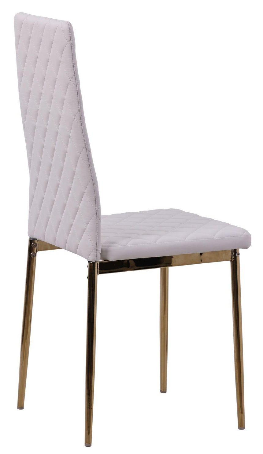 Clearance - Metro Dining Chairs in White Colour Leather and Gold Metal Legs-8