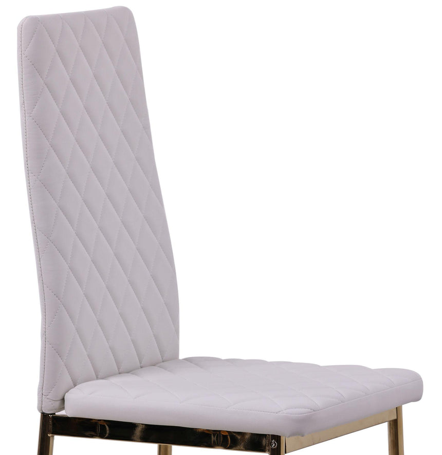 Clearance - Metro Dining Chairs in White Colour Leather and Gold Metal Legs-9