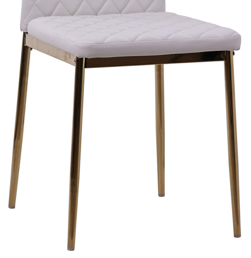 Clearance - Metro Dining Chairs in White Colour Leather and Gold Metal Legs-10
