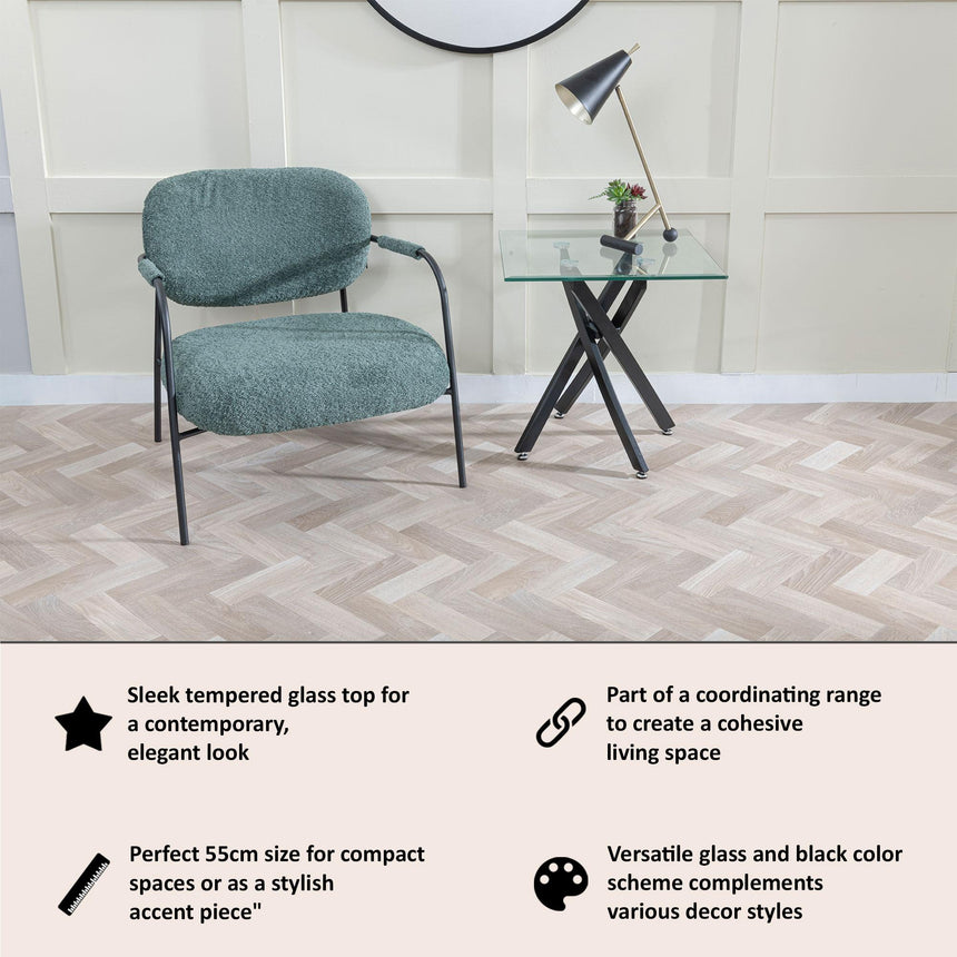 Clearance - Chopstick Clear Glass Square Side Table with Black Metal Legs-10