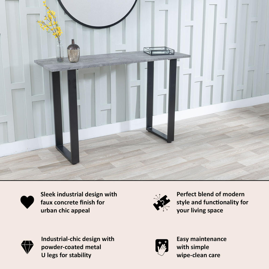 Clearance - Texas Grey Faux Concrete Console Table-8