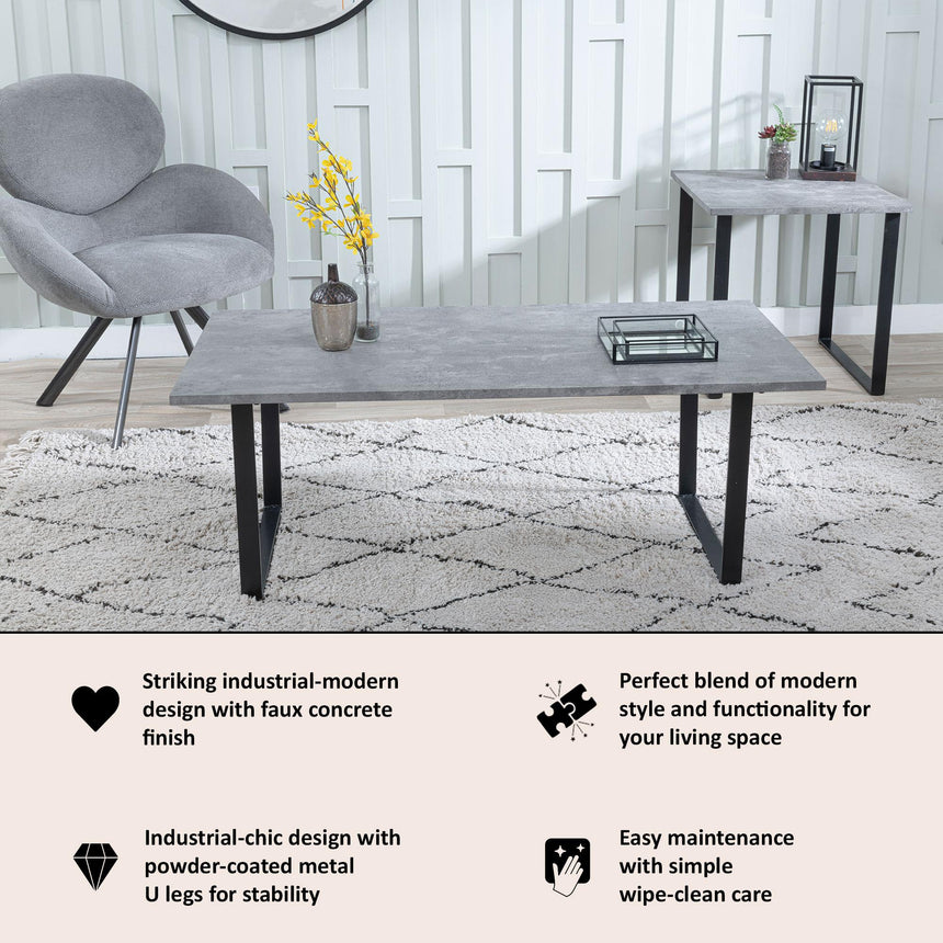 Clearance - Texas Grey Faux Concrete Coffee Table-7