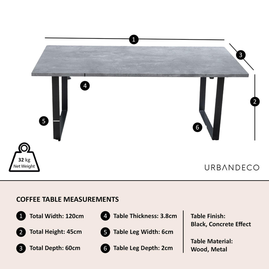 Clearance - Texas Grey Faux Concrete Coffee Table-8
