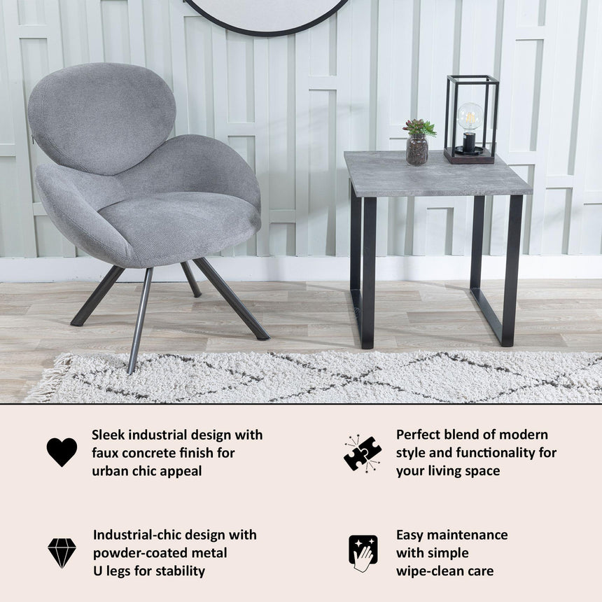 Clearance - Texas Grey Faux Concrete Square Side Table-8