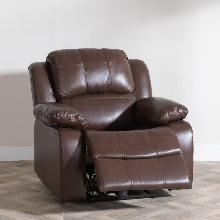 London Brown Leather Recliner Sofa Set-8