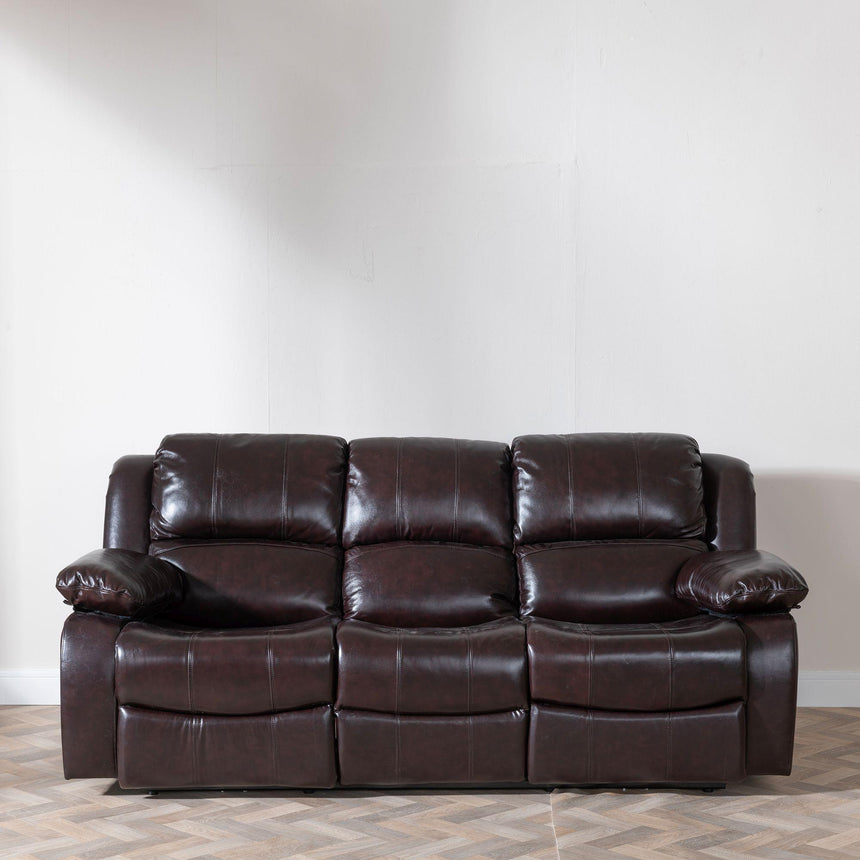 London Burgundy Leather Recliner Sofa Set-4