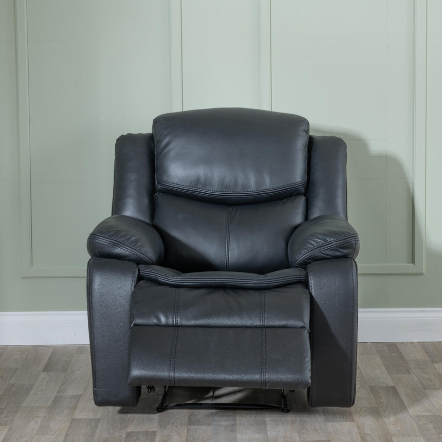 Berlin Black Leather Recliner Sofa Set-7