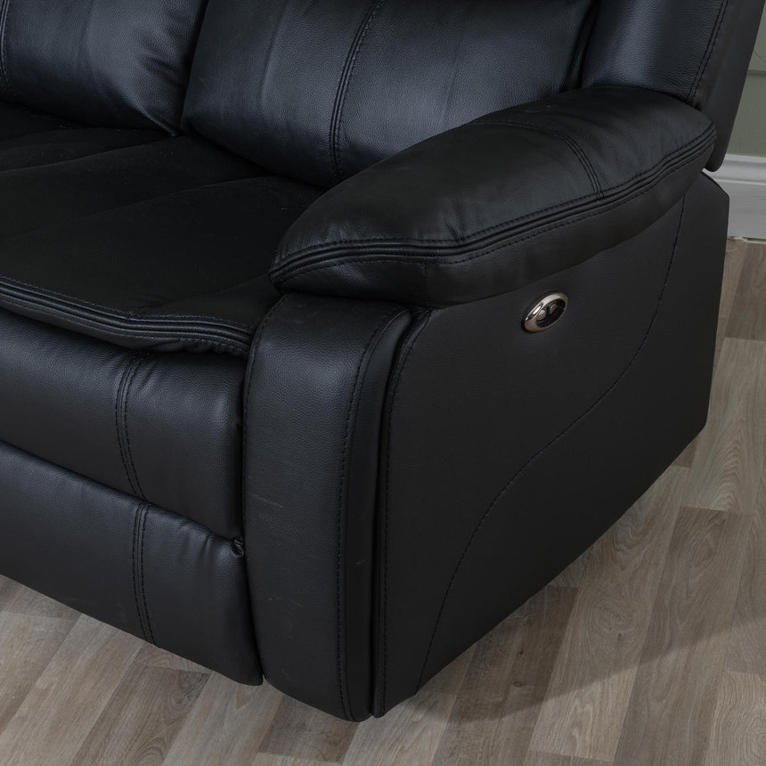 Berlin Black Leather Recliner Sofa Set-9