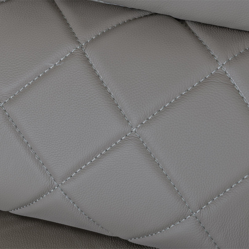 Bentley Light Grey Leather 3 Seater Recliner Sofa-6