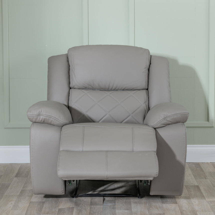 Bentley Light Grey Leather Recliner Armchair-3