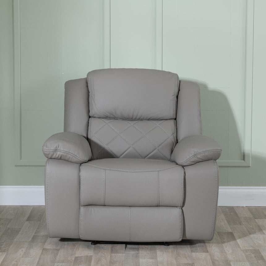 Bentley Light Grey Leather Recliner Armchair-5