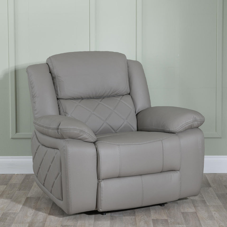 Bentley Light Grey Leather Recliner Sofa Set-6