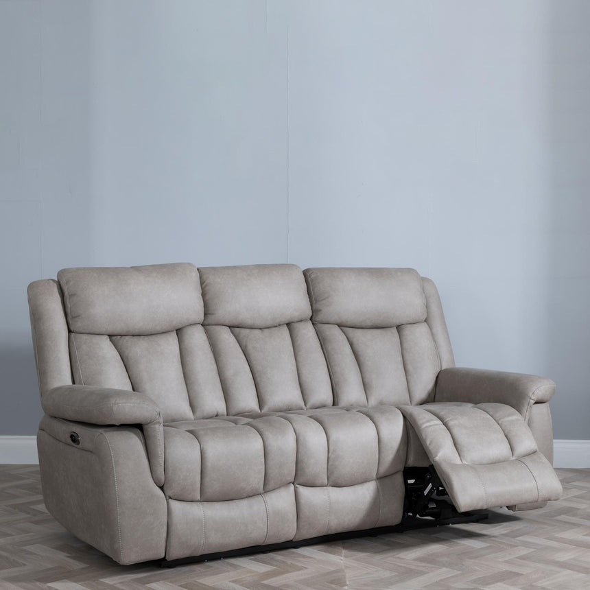 Dylan Sandstone Fabric 3 Seater Electric Recliner Sofa-3