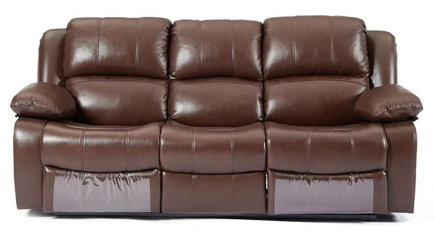 London Brown Leather 3 Seater Recliner Sofa-8