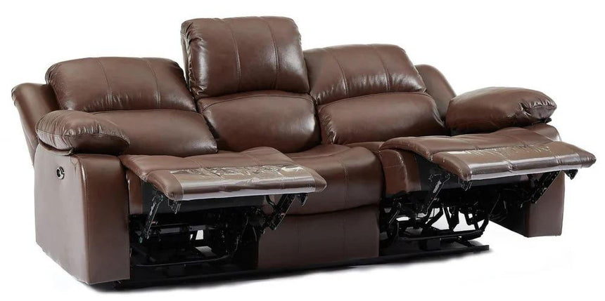 London Brown Leather 3 Seater Recliner Sofa-10