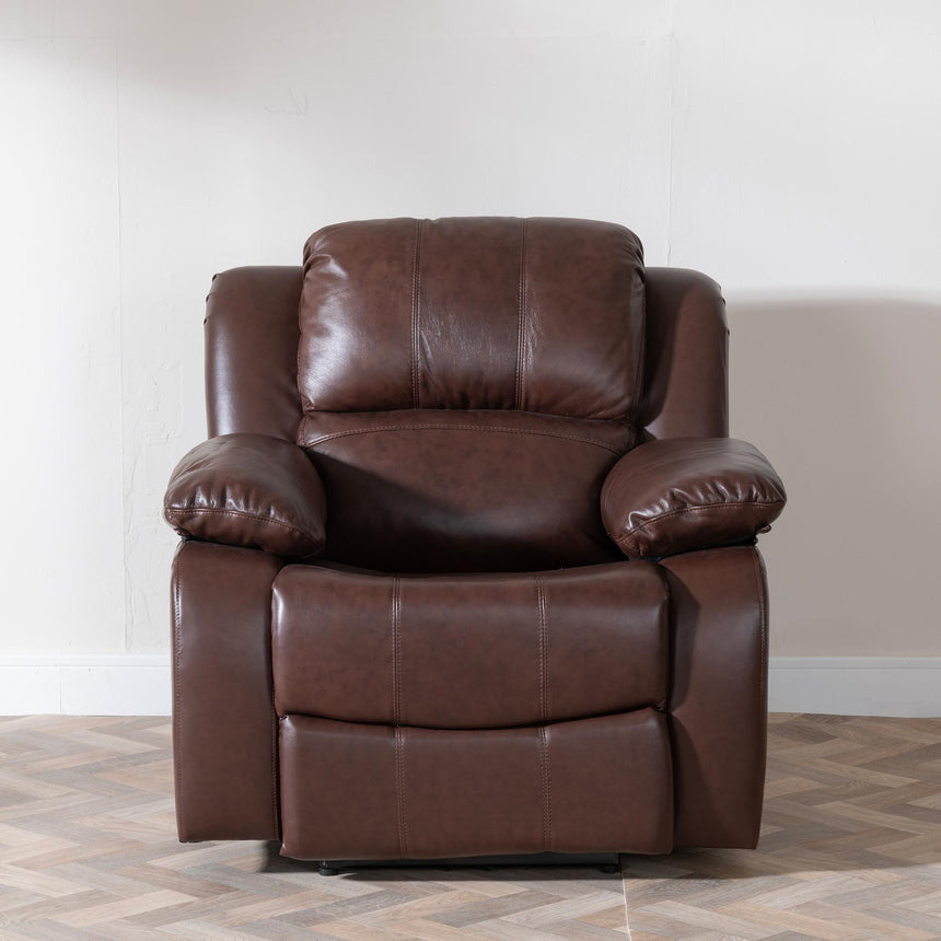London Brown Leather Recliner Armchair-5