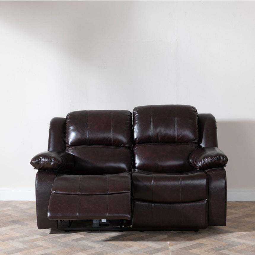 London Burgundy Leather 2 Seater Recliner Sofa-4