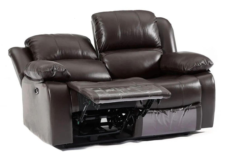 London Burgundy Leather 2 Seater Recliner Sofa-11