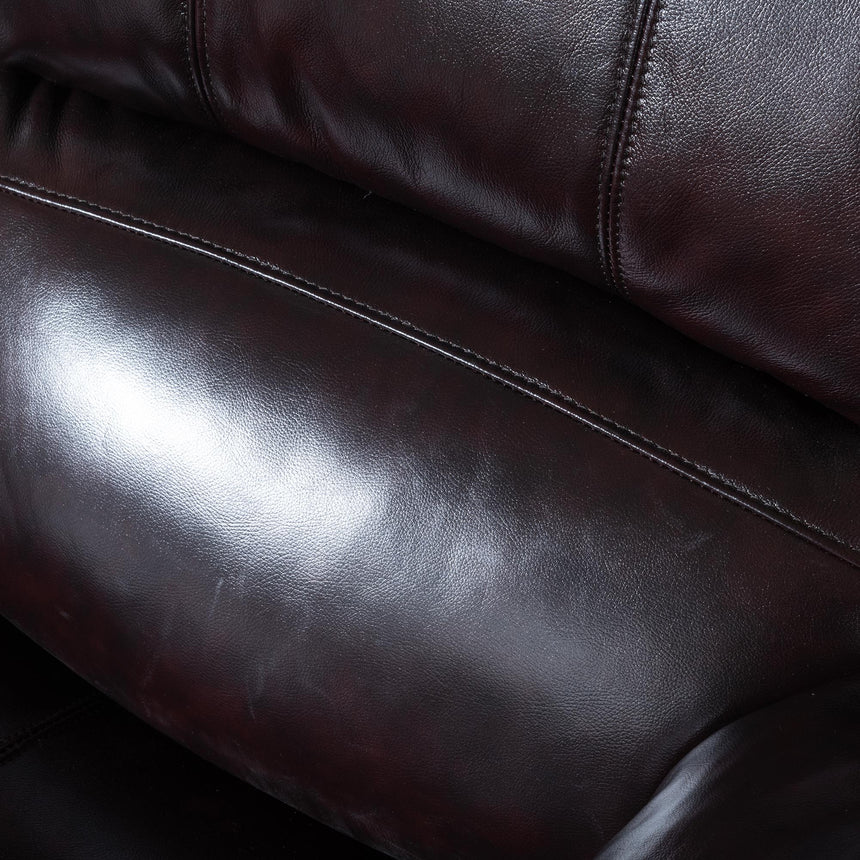 London Burgundy Leather 3 Seater Recliner Sofa-7