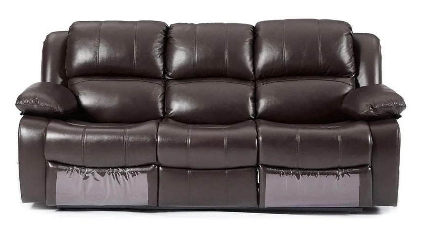 London Burgundy Leather 3 Seater Recliner Sofa-8