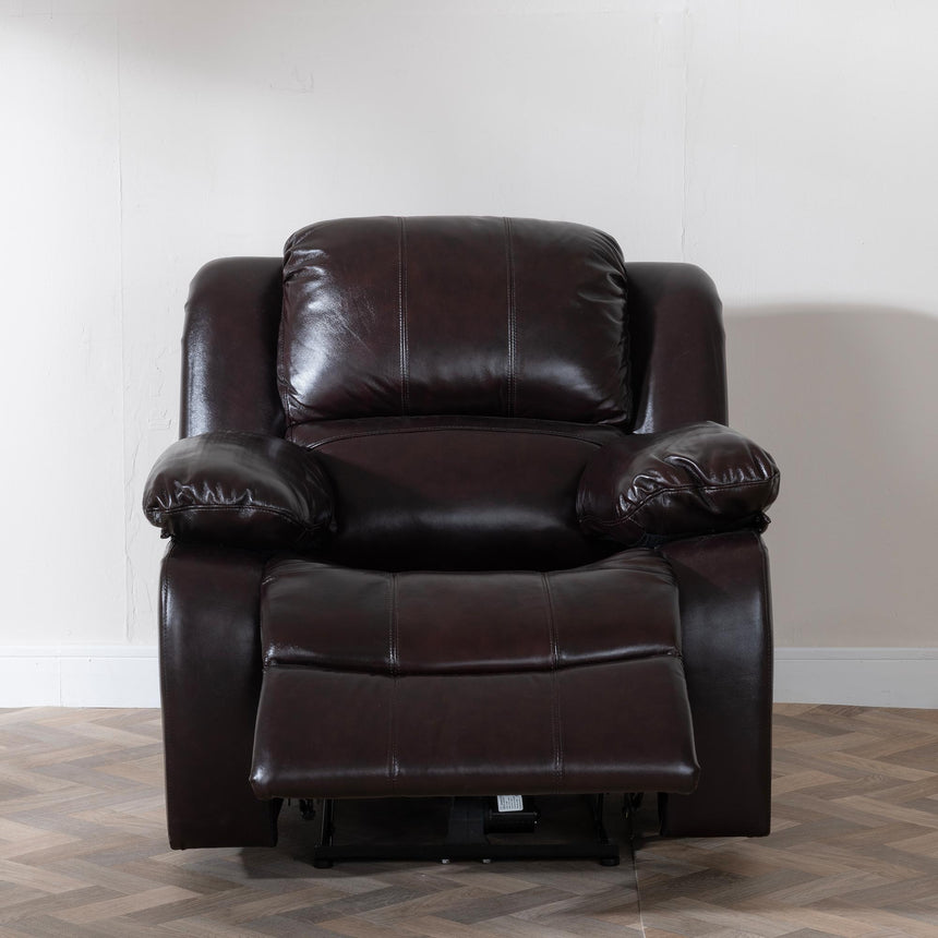 London Burgundy Leather Recliner Armchair-4