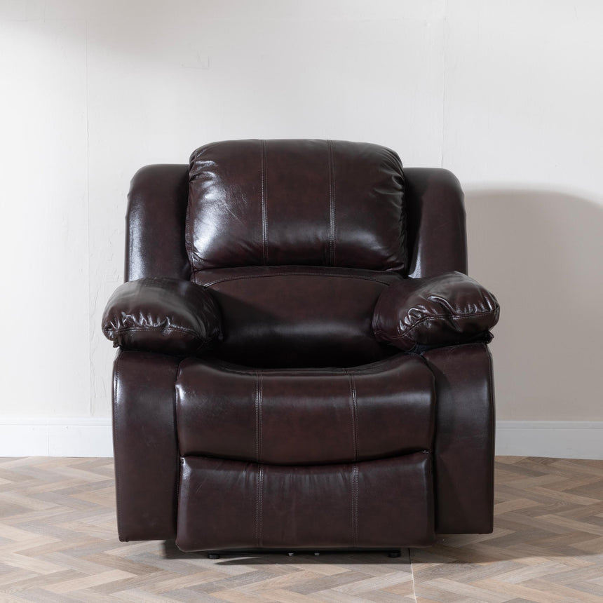 London Burgundy Leather Recliner Armchair-4
