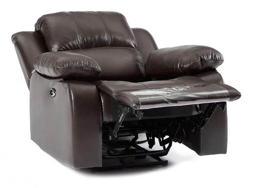 London Burgundy Leather Recliner Armchair-8