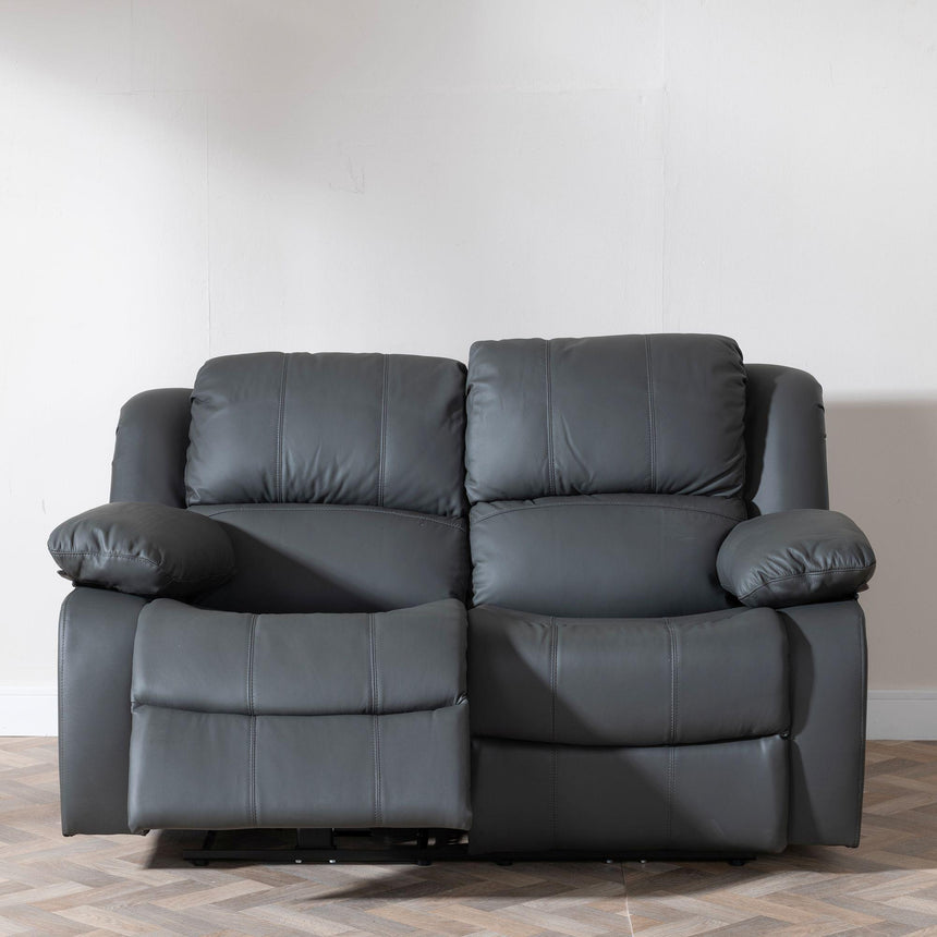 London Grey Leather 2 Seater Recliner Sofa-3