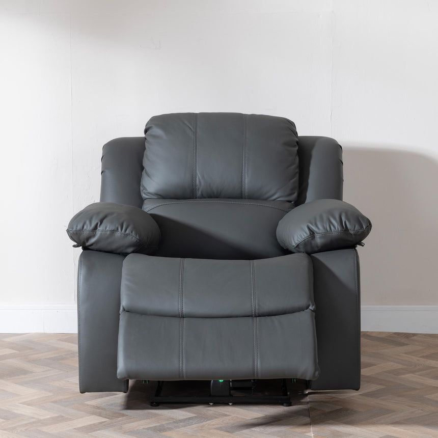 London Grey Leather Recliner Armchair-3