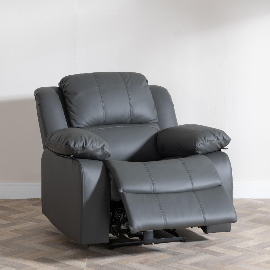 London Grey Leather Recliner Armchair-4