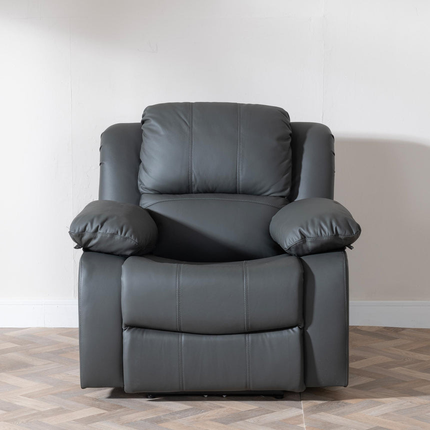 London Grey Leather Recliner Armchair-5