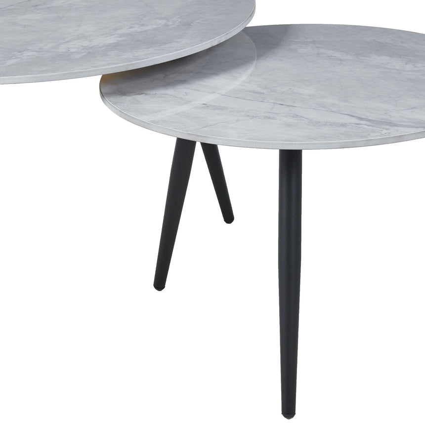Glade Grey Round Ceramic Coffee Table (Set of 2)-5