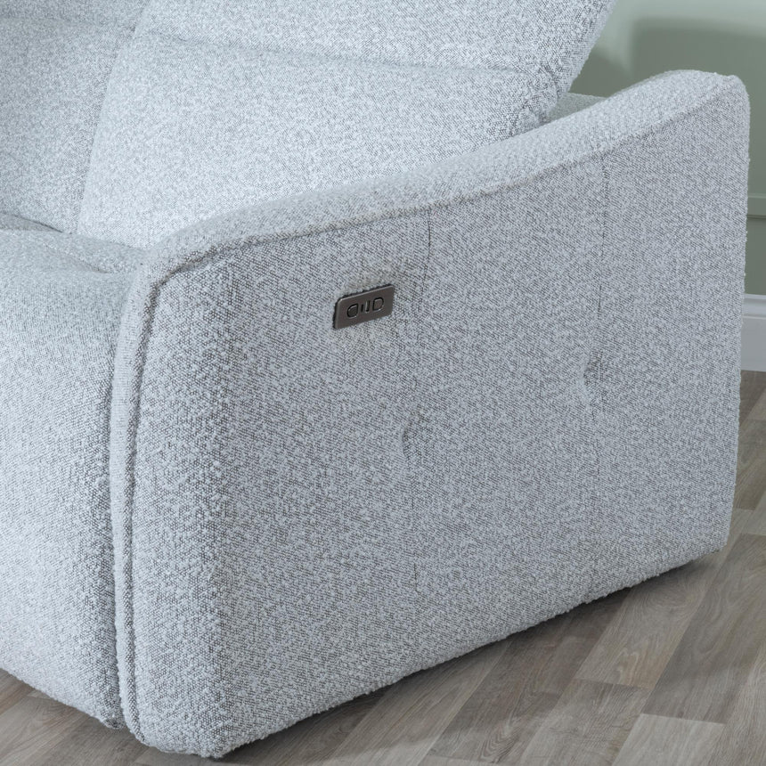 Inca Light Grey Teddy Fabric 3 Seater Electric Recliner Sofa-7