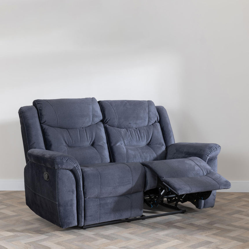 Dudley Silvano Blue Fabric 2 Seater Recliner Sofa-3