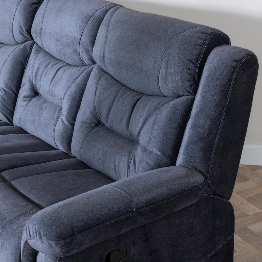 Dudley Silvano Blue Fabric 2 Seater Recliner Sofa-6