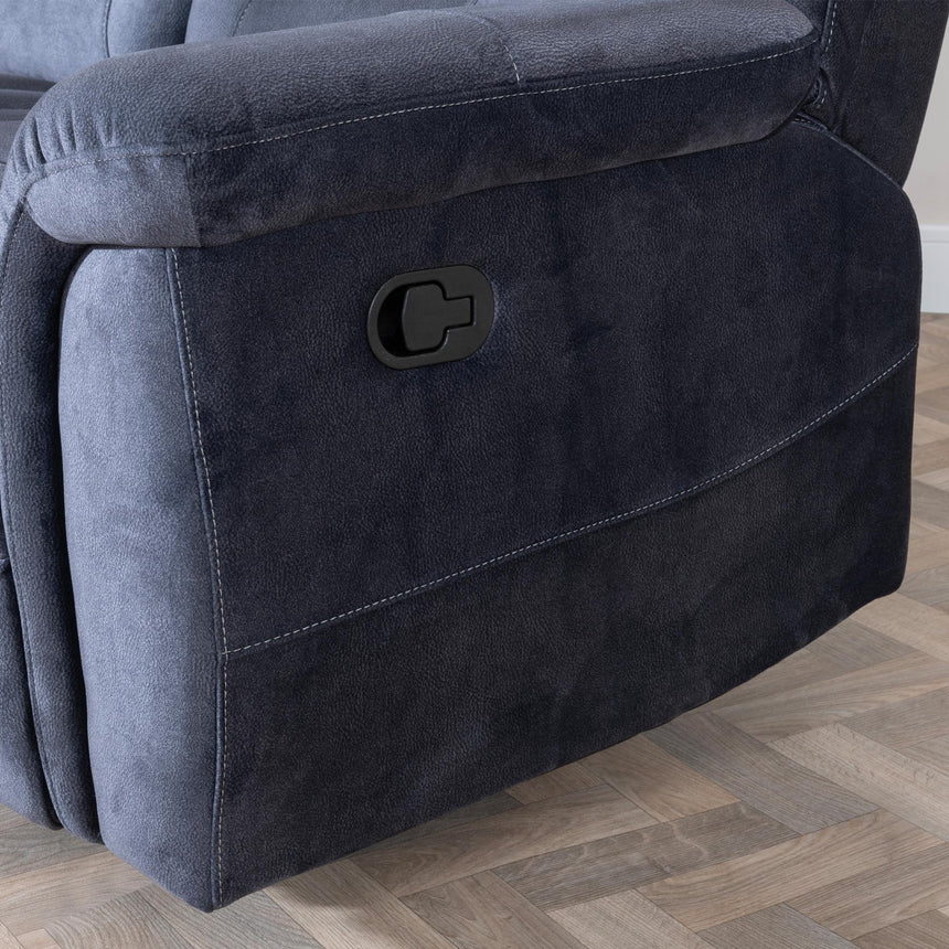 Dudley Silvano Blue Fabric 3 Seater Recliner Sofa-7