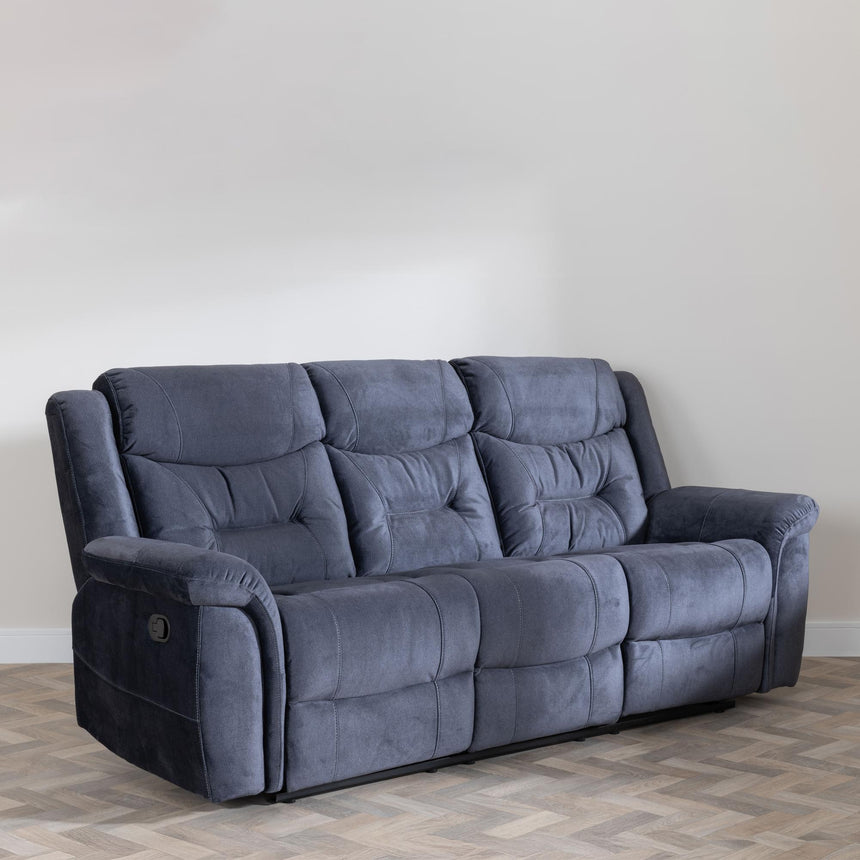 Dudley Silvano Blue Fabric Recliner Sofa Set-2