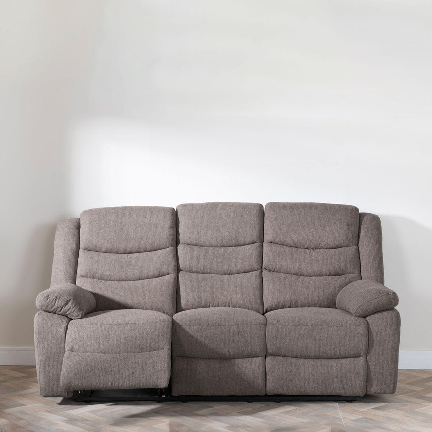 Windsor Brown Fabric 3 Seater Recliner Sofa-3