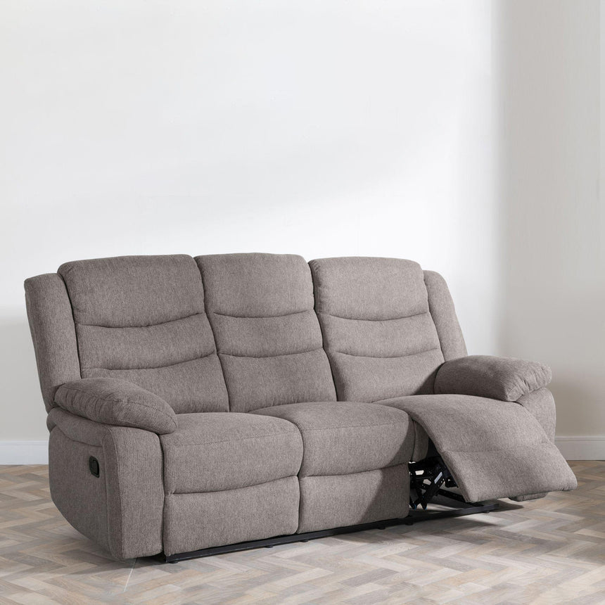 Windsor Brown Fabric 3 Seater Recliner Sofa-3