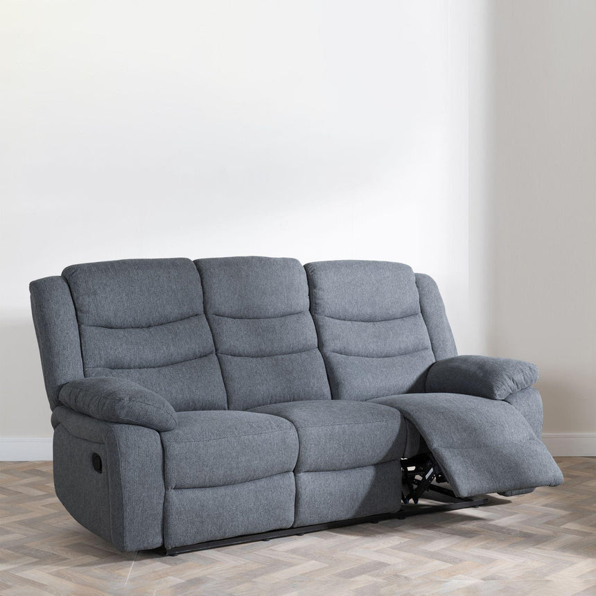 Windsor Dark Grey Fabric 3 Seater Recliner Sofa-5