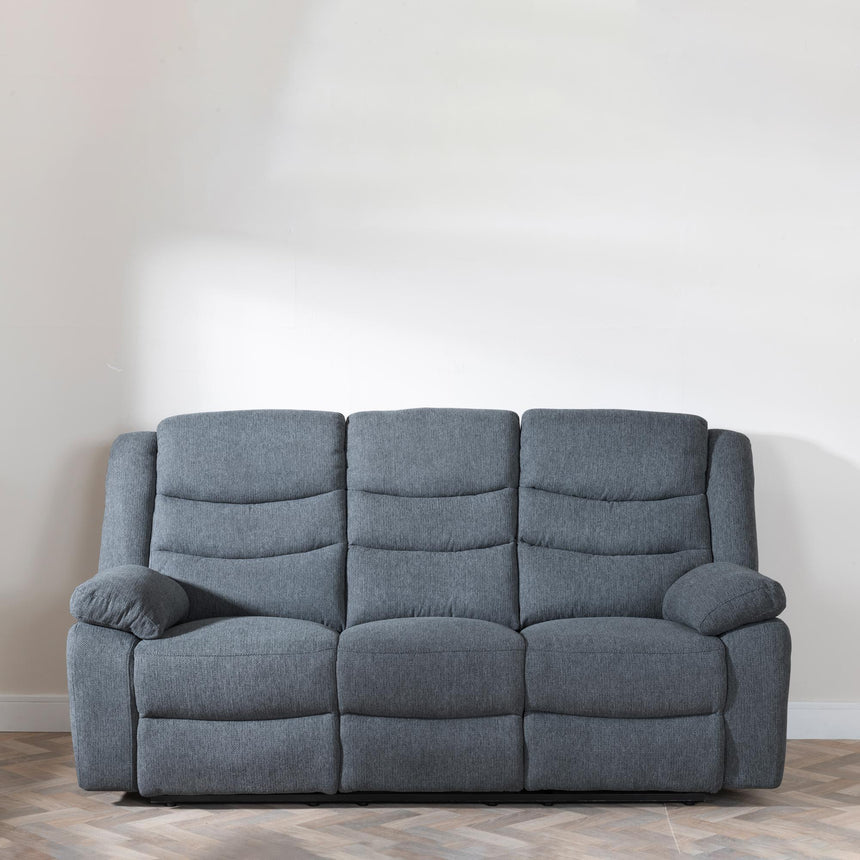 Windsor Dark Grey Fabric 3 Seater Recliner Sofa-6
